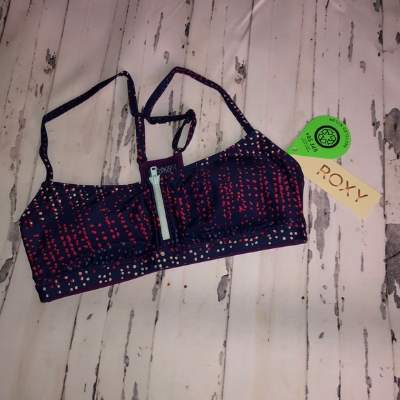 🌊Roxy Caribbean Sunset Zip Bikini Top dots - Picture 4 of 5